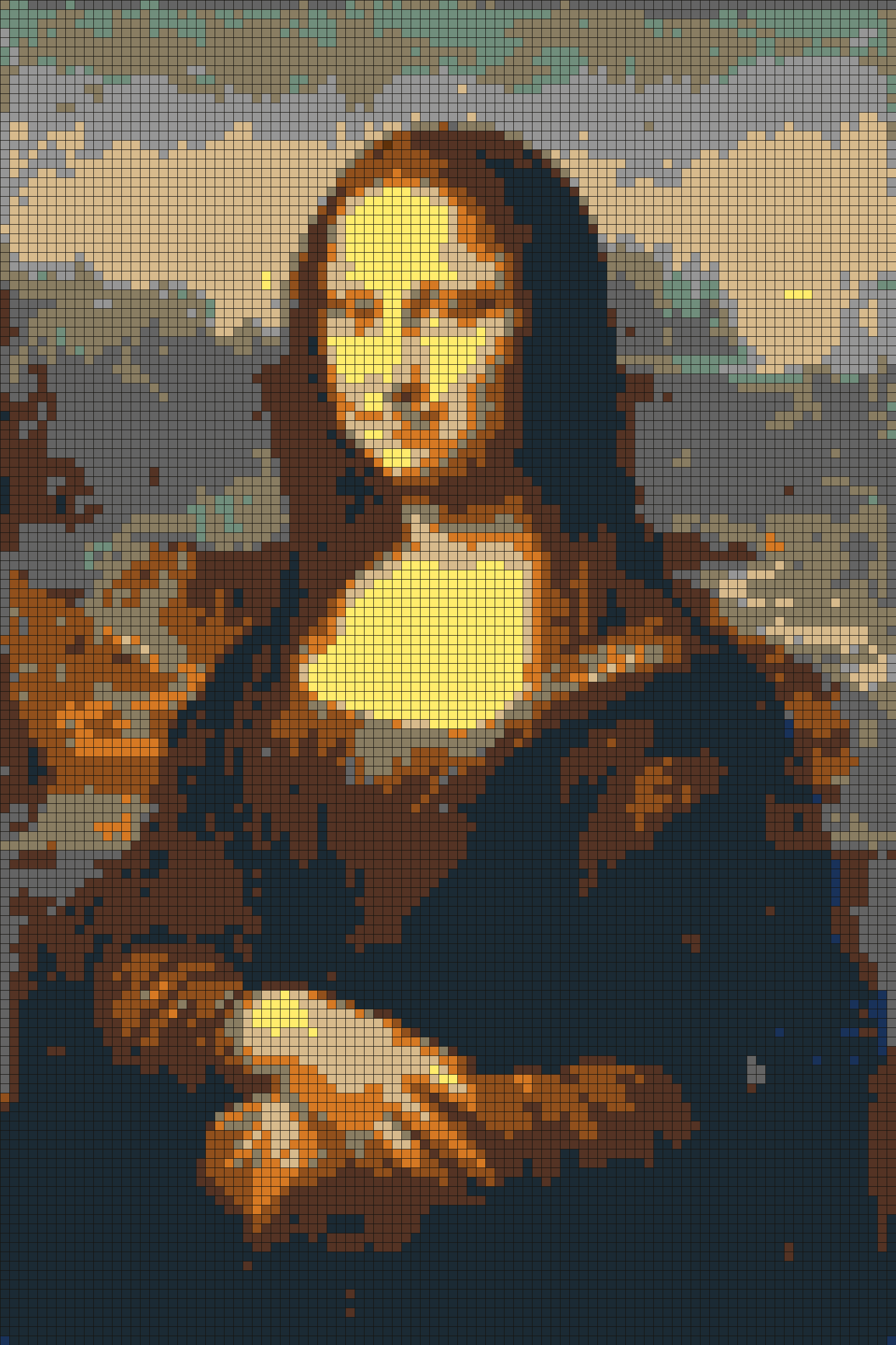 LEGO tile mosaic of Mona Lisa by Leonardo da Vinci