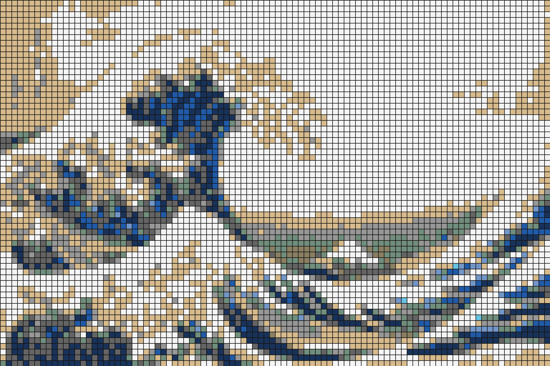 LEGO tile mosaic of The Great Wave off Kanagawa by Katsushika Hokusai