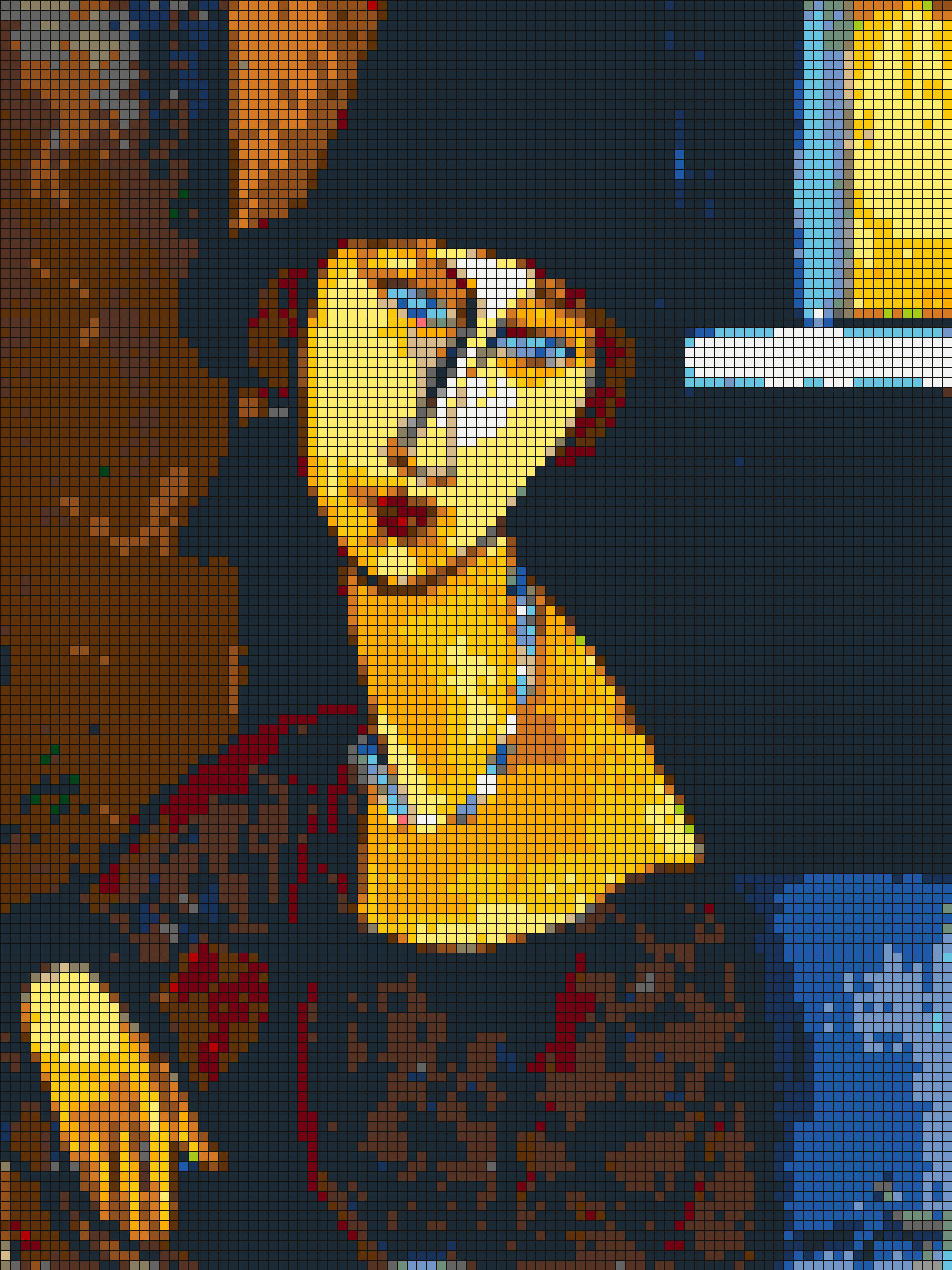 LEGO tile mosaic of Jeanne Hebuterne with Hat and Necklace by Amedeo Modigliani