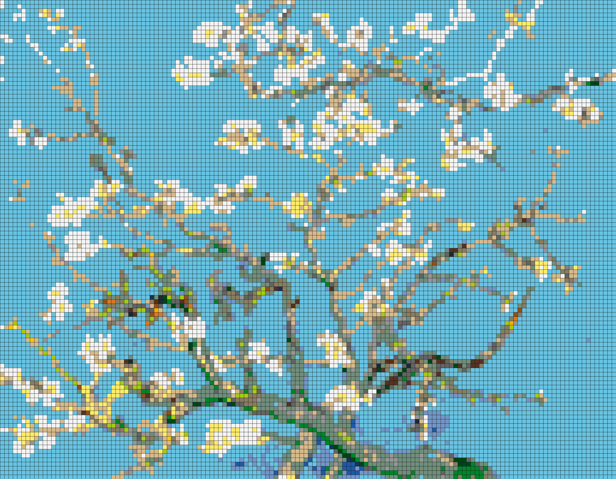 LEGO tile mosaic of Almond Blossom by Vincent van Gogh