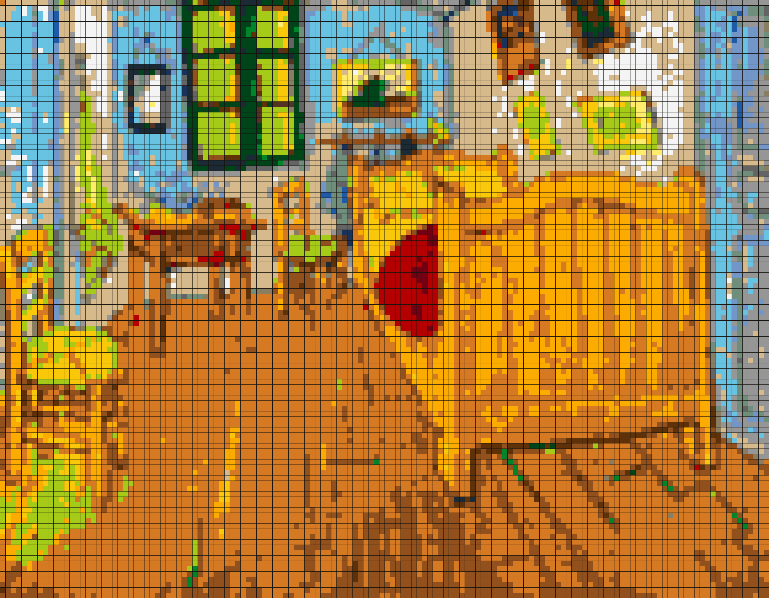 LEGO tile mosaic of The Bedroom by Vincent van Gogh